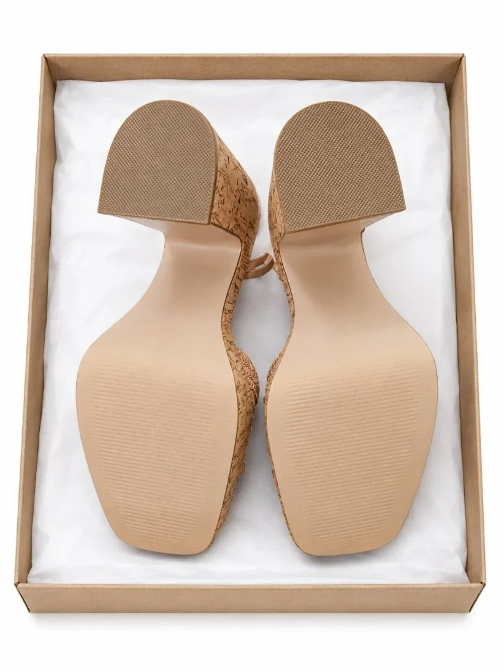 Madden Girl Womens Tan Cork Platform Sandals Crochet Flower Heels 9.5 NEW